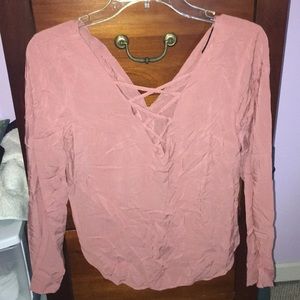 Pink low cut Forever 21 long sleeve shirt